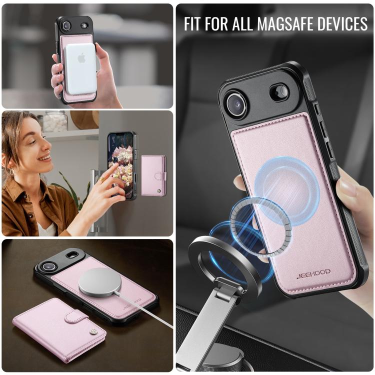 For iPhone Air JEEHOOD J09 Buckle Card Bag MagSafe Magnetic Style RFID Leather Phone Case