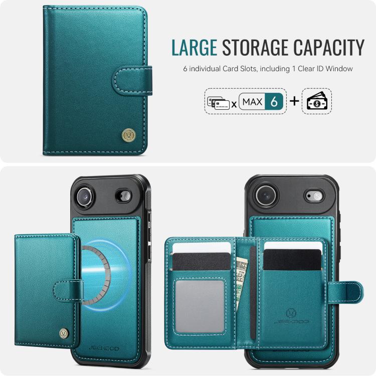 For iPhone Air JEEHOOD J09 Buckle Card Bag MagSafe Magnetic Style RFID Leather Phone Case