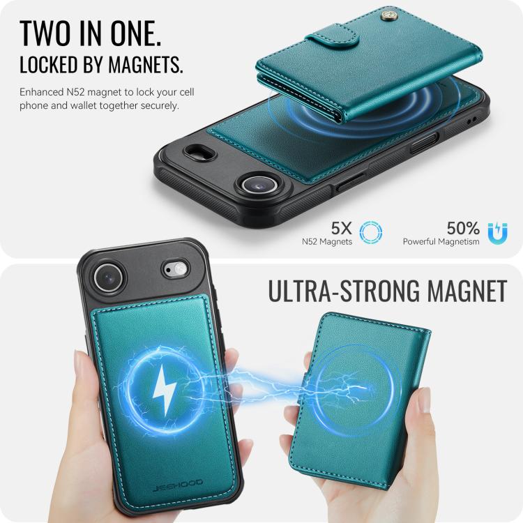 For iPhone Air JEEHOOD J09 Buckle Card Bag MagSafe Magnetic Style RFID Leather Phone Case