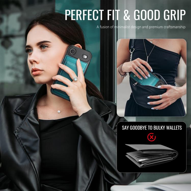 For iPhone Air JEEHOOD J09 Buckle Card Bag MagSafe Magnetic Style RFID Leather Phone Case