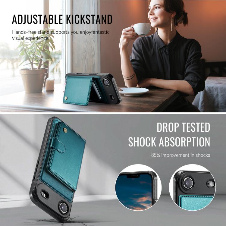 For iPhone Air JEEHOOD J09 Buckle Card Bag MagSafe Magnetic Style RFID Leather Phone Case