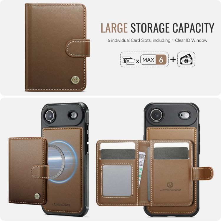 For iPhone Air JEEHOOD J09 Buckle Card Bag MagSafe Magnetic Style RFID Leather Phone Case