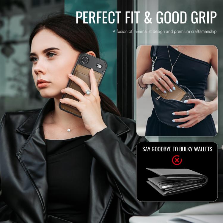 For iPhone Air JEEHOOD J09 Buckle Card Bag MagSafe Magnetic Style RFID Leather Phone Case