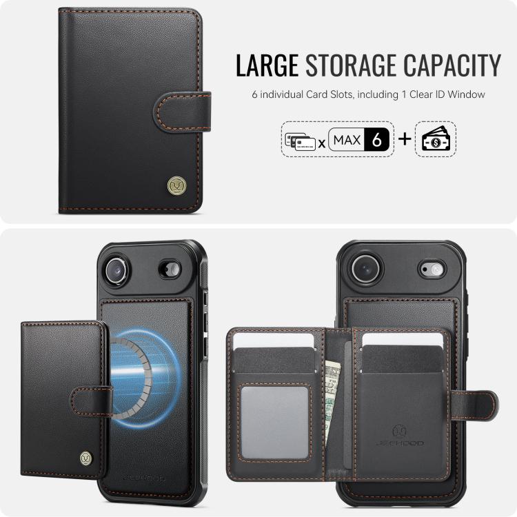 For iPhone Air JEEHOOD J09 Buckle Card Bag MagSafe Magnetic Style RFID Leather Phone Case