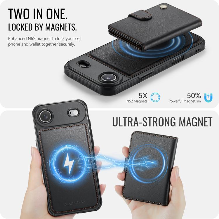 For iPhone Air JEEHOOD J09 Buckle Card Bag MagSafe Magnetic Style RFID Leather Phone Case
