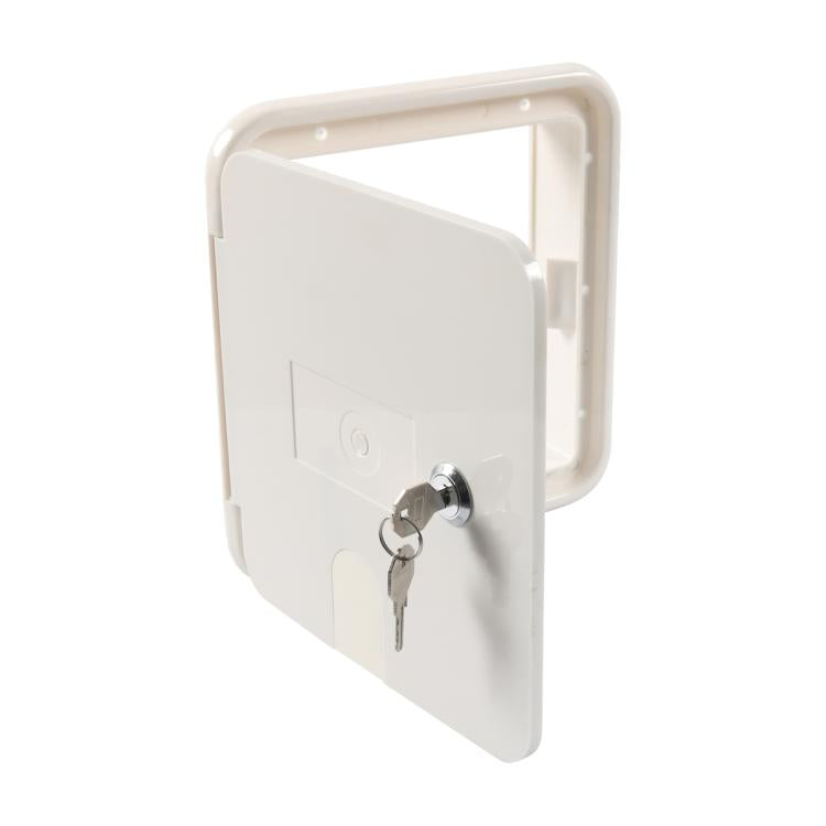RV / Camper Power Cable Hatch with Screws and Key - White