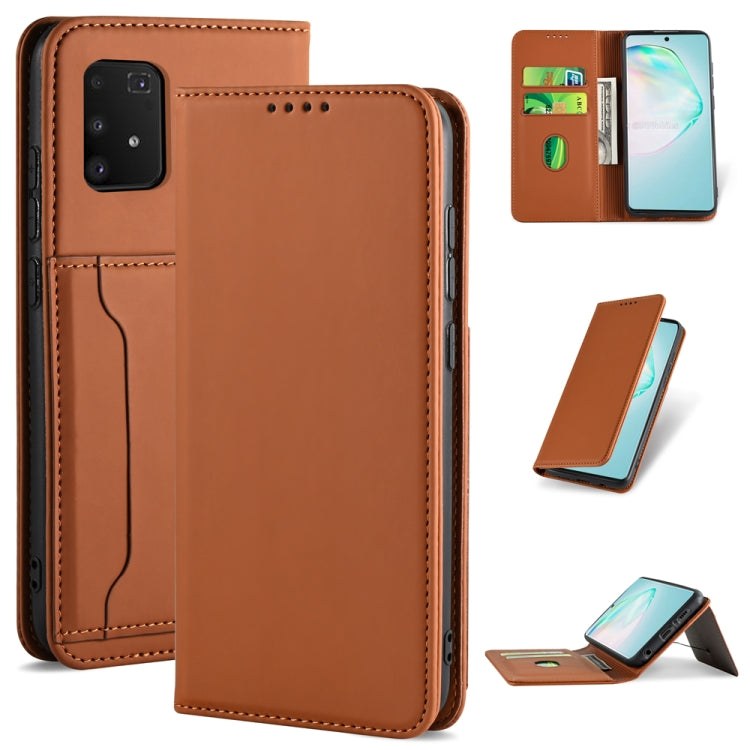 For Samsung Galaxy A91 Strong Magnetism Shockproof Horizontal Flip Liquid Feel Leather Case with Holder & Card Slots & Wallet
