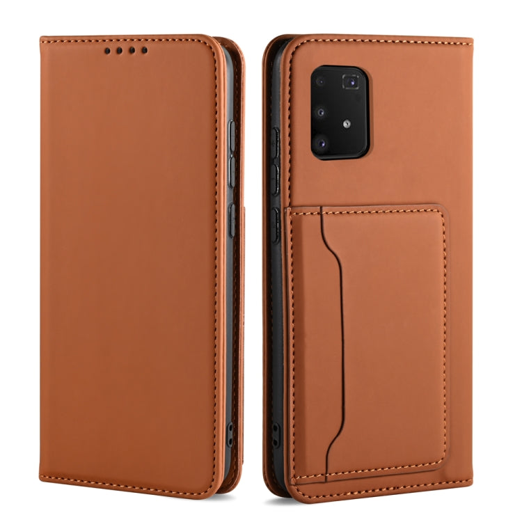 For Samsung Galaxy A91 Strong Magnetism Shockproof Horizontal Flip Liquid Feel Leather Case with Holder & Card Slots & Wallet