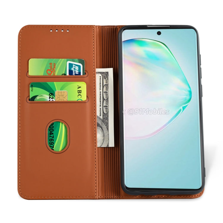 For Samsung Galaxy A91 Strong Magnetism Shockproof Horizontal Flip Liquid Feel Leather Case with Holder & Card Slots & Wallet