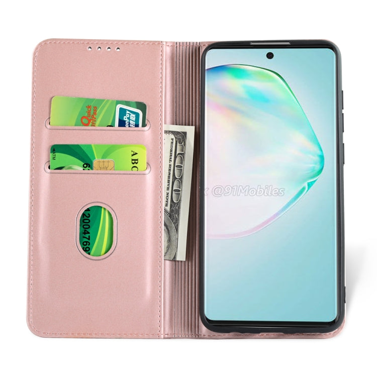 For Samsung Galaxy A91 Strong Magnetism Shockproof Horizontal Flip Liquid Feel Leather Case with Holder & Card Slots & Wallet