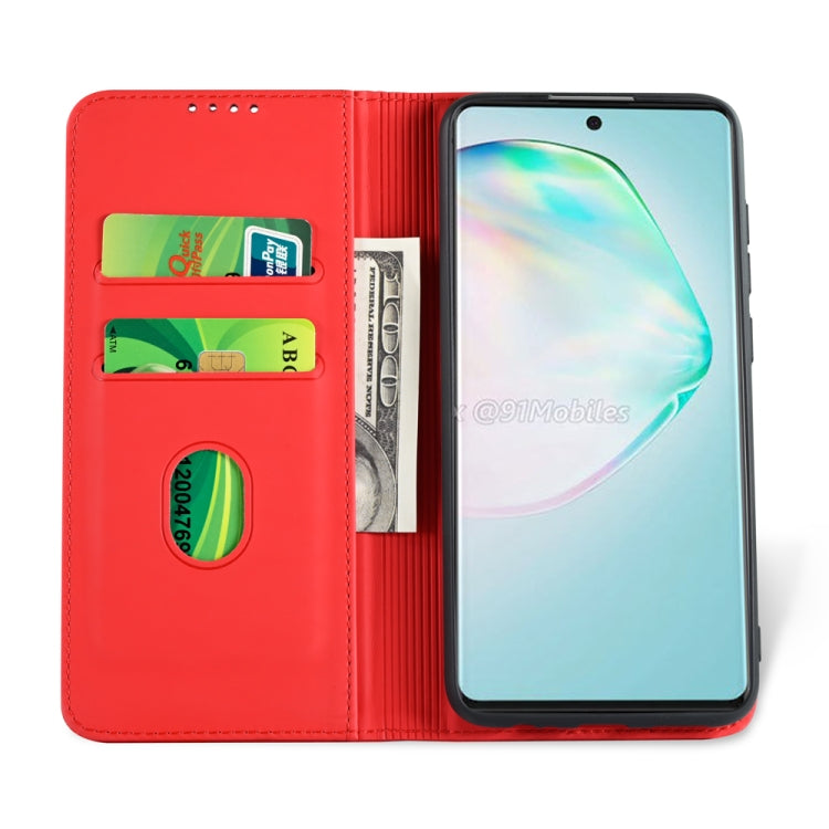 For Samsung Galaxy A91 Strong Magnetism Shockproof Horizontal Flip Liquid Feel Leather Case with Holder & Card Slots & Wallet
