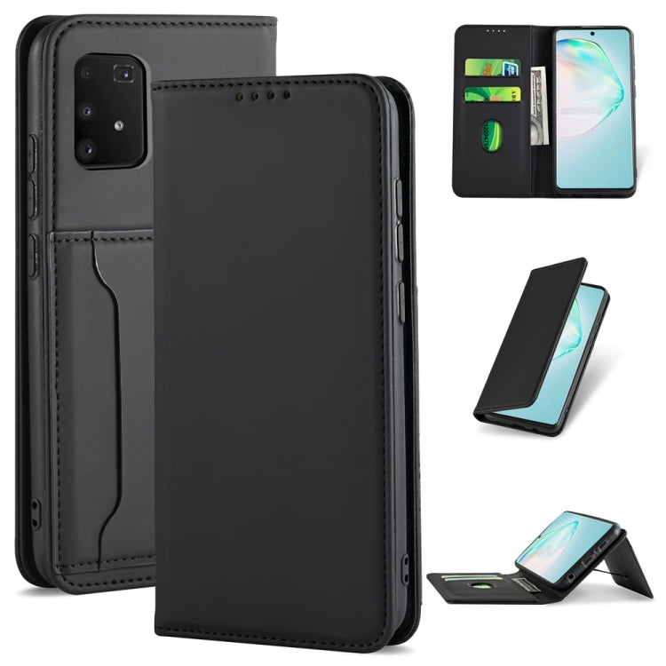 For Samsung Galaxy A91 Strong Magnetism Shockproof Horizontal Flip Liquid Feel Leather Case with Holder & Card Slots & Wallet