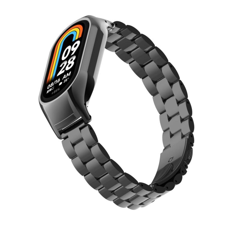 For Xiaomi Band 9 / 8 Tri-beads Flat Buckle Titanium Alloy Watch Band