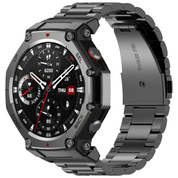 For Huami Amazfit T-REX 3 A2322 Tri-beads Flat Buckle Titanium Alloy Watch Band