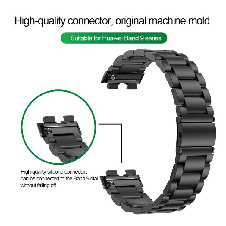 For Huawei Band 10 / 9 / 8 Tri-beads Flat Buckle Titanium Alloy Watch Band
