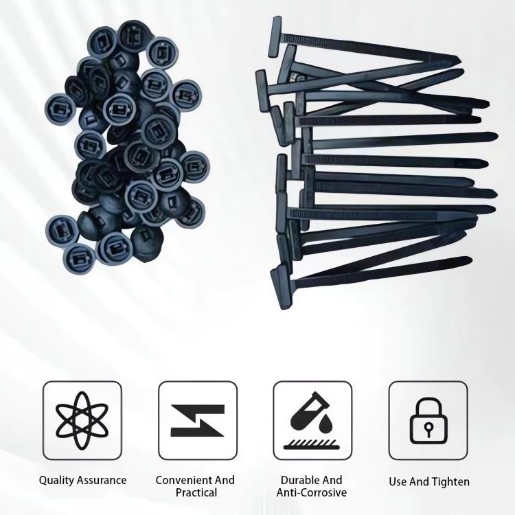 100pcs / Pack PP Universal Cable Tie Buckle - Black