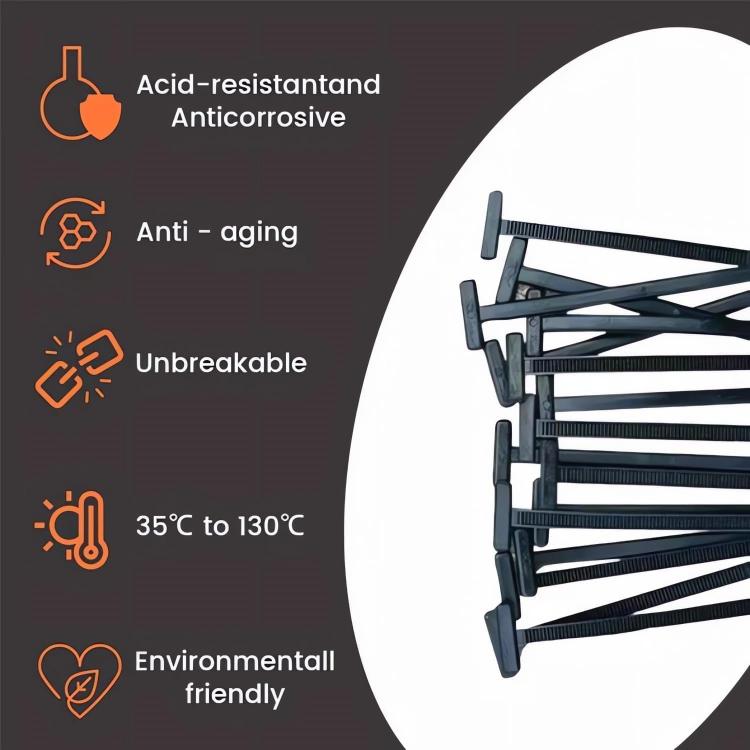 100pcs / Pack PP Universal Cable Tie Buckle - Black