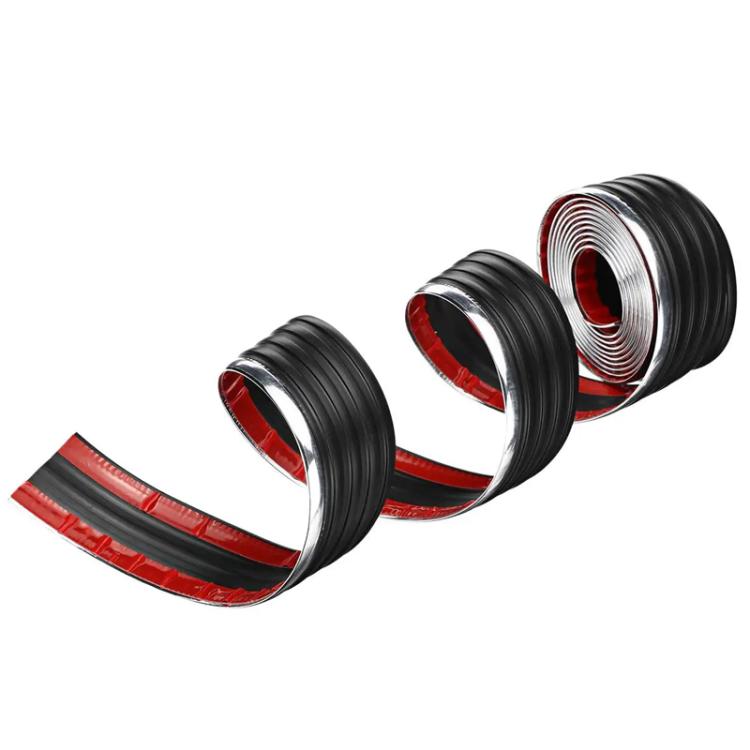 Car Thickened Self-adhesive Side Anti-collision Strip - Black Silver Edge