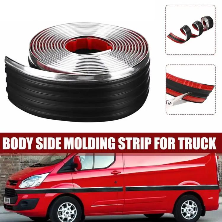 Car Thickened Self-adhesive Side Anti-collision Strip - Black Silver Edge
