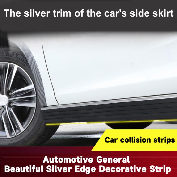 Car Thickened Self-adhesive Side Anti-collision Strip - Black Silver Edge