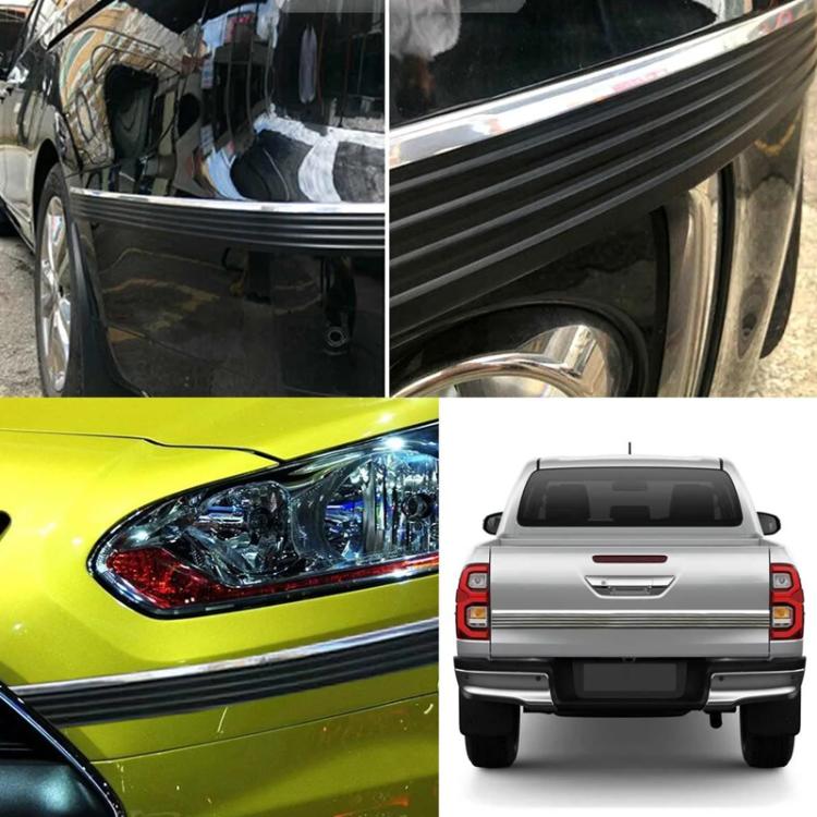 Car Thickened Self-adhesive Side Anti-collision Strip - Black Silver Edge