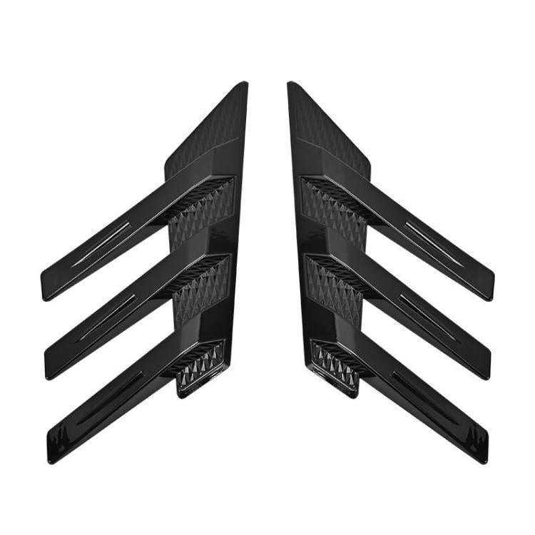 1 Pair Car Rear Windshield Air Cent Shark Fin Decorative Sticker, Bright Black
