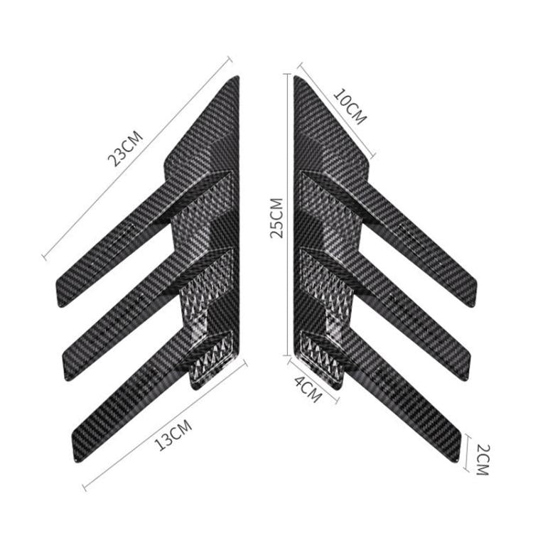 1 Pair Car Rear Windshield Air Cent Shark Fin Decorative Sticker, Bright Black