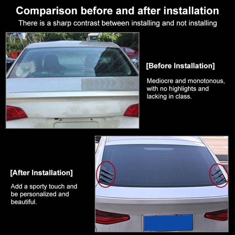 1 Pair Car Rear Windshield Air Cent Shark Fin Decorative Sticker, Bright Black