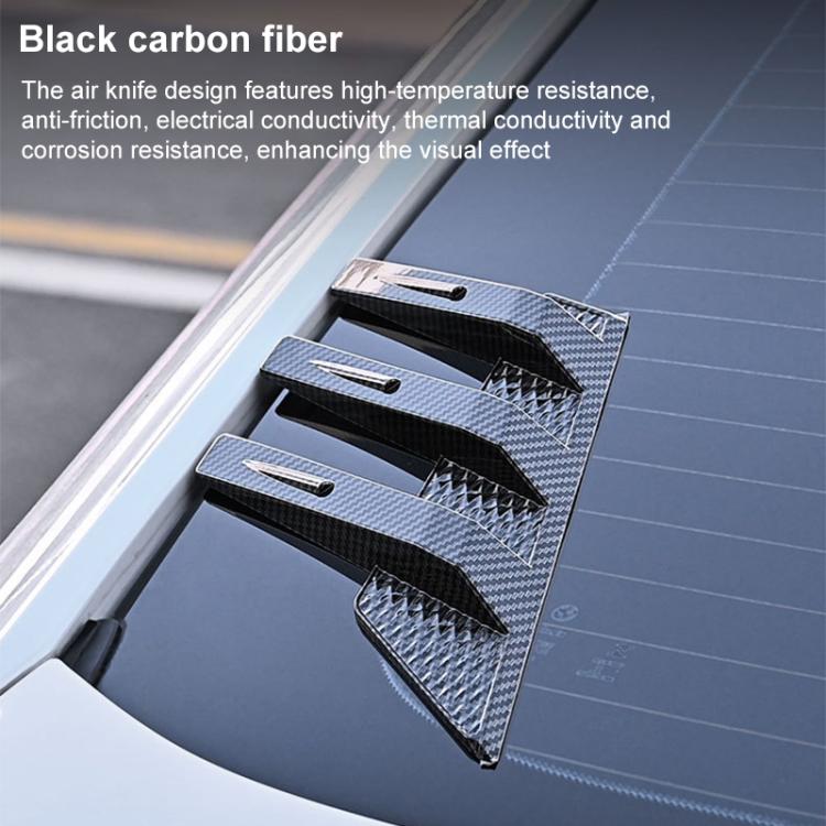 1 Pair Car Rear Windshield Air Cent Shark Fin Decorative Sticker, Bright Black