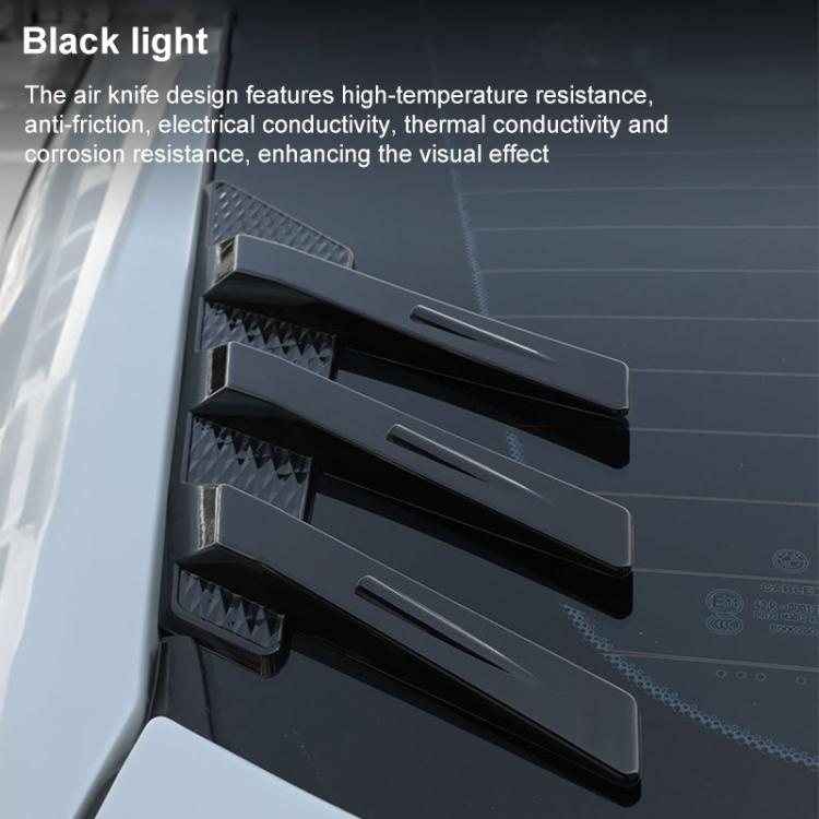 1 Pair Car Rear Windshield Air Cent Shark Fin Decorative Sticker, Bright Black
