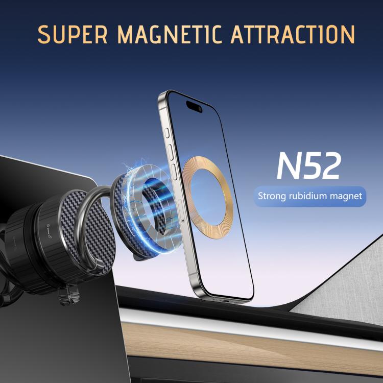 H3 Folding Vacuum Adsorption Magnetic Car Phone Holder - Silver Grey