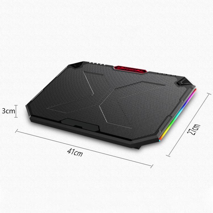 NUOXI YL-018 5-Core Fans Ultra-quiet Laptop Cooler RGB Light Cooling Holder - Black