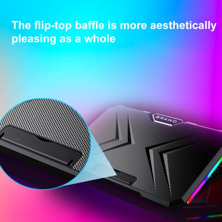 NUOXI YL-019 RGB Light Dual Turbine Silent Laptop Cooler Cooling Holder - Black
