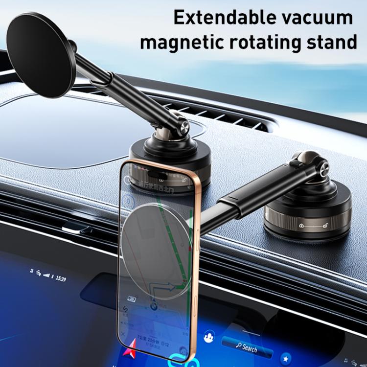 J34 Retractable Vacuum Adsorption Magnetic Car Phone Holder - Black