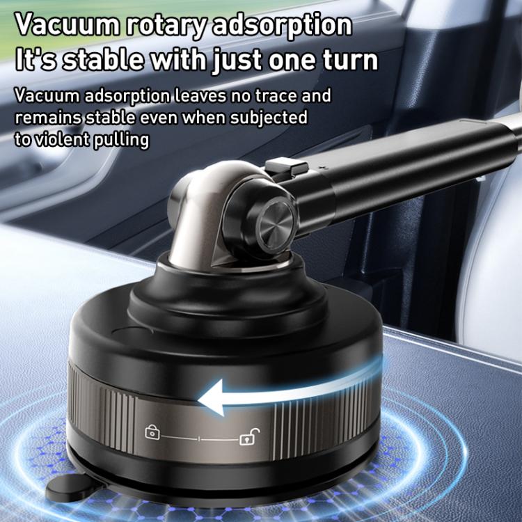 J34 Retractable Vacuum Adsorption Magnetic Car Phone Holder - Black