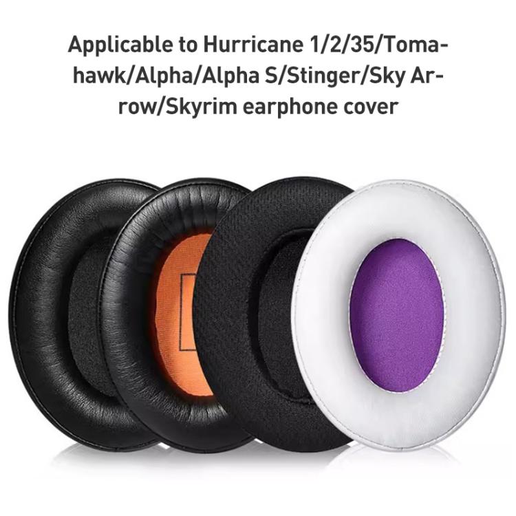 2pcs Litchi Pattern Splicing Earphone Replacement Earpads Pads For HyperX Cloud 1 / I / 2 / II / 3 - Black