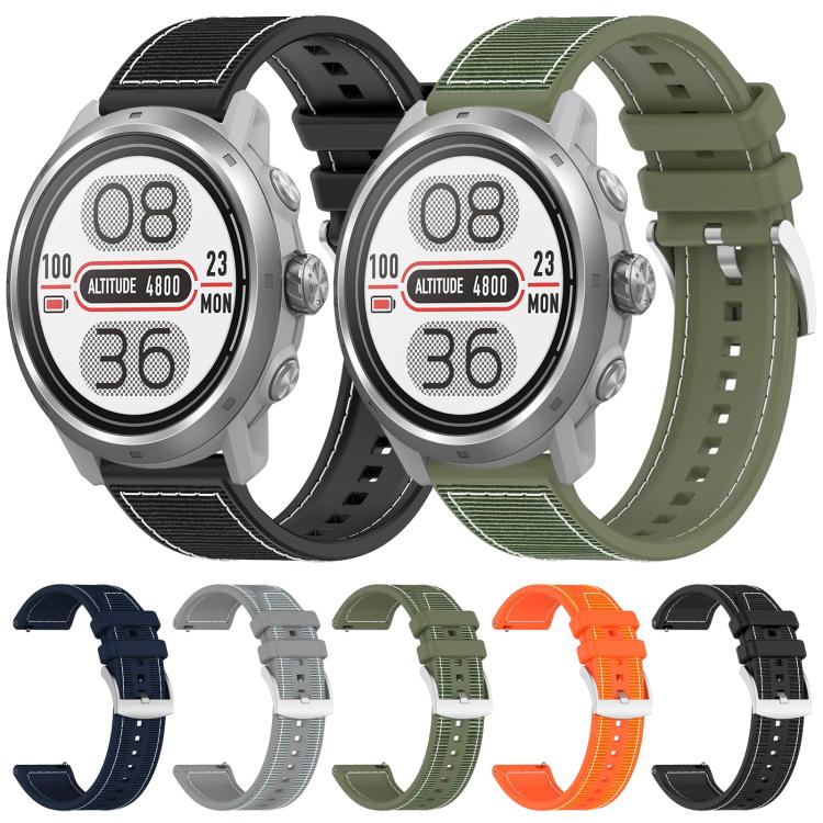 20mm For COROS Pace 2 / Apex 2 42mm  xDfind Hybrid Nylon Braid Silicone Watch Band