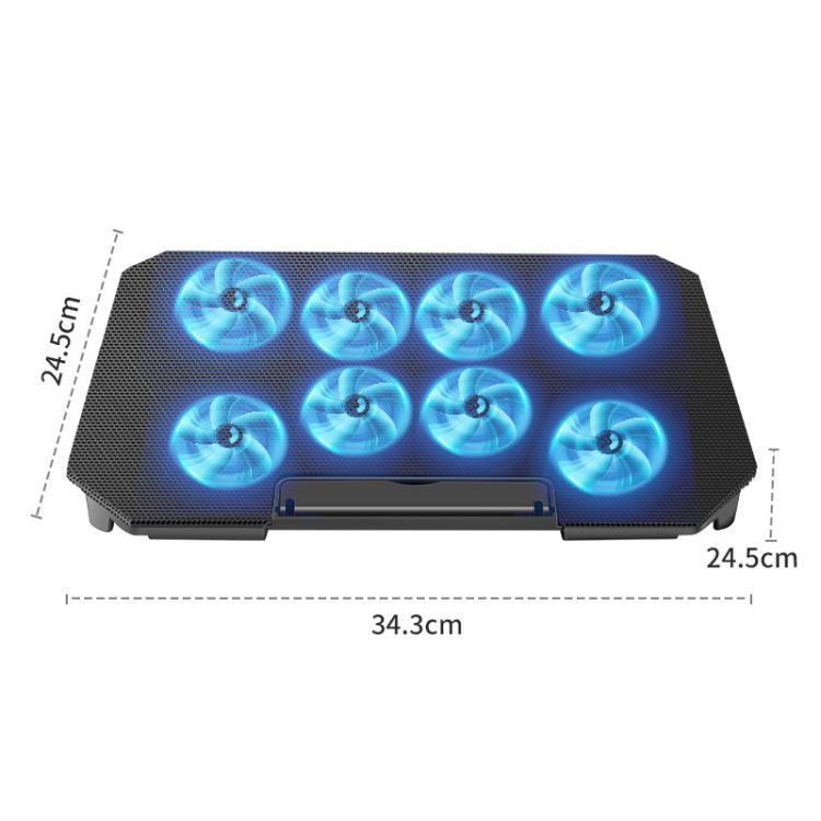 NUOXI 4-Speed Adjustable 8-Core Large Fan Laptop Cooler - Black