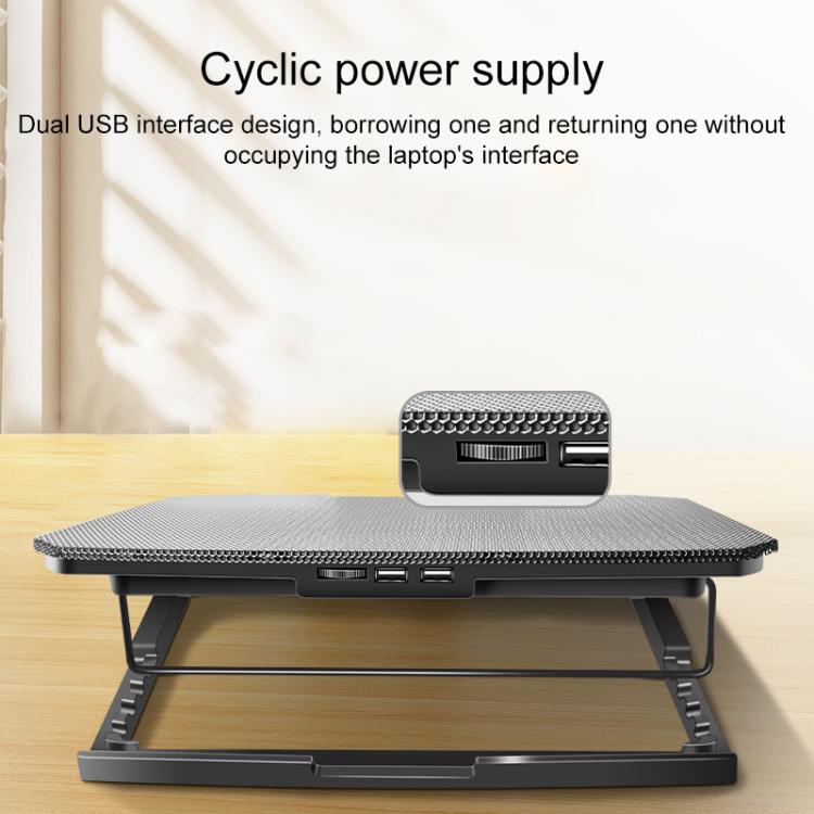 NUOXI 4-Speed Adjustable 8-Core Large Fan Laptop Cooler - Black