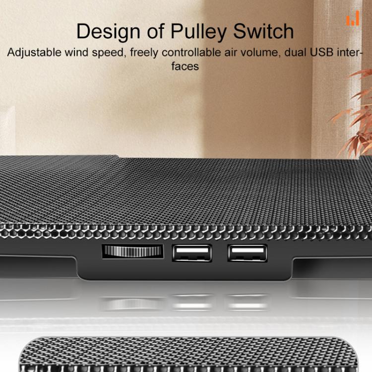 NUOXI 4-Speed Adjustable 8-Core Large Fan Laptop Cooler - Black