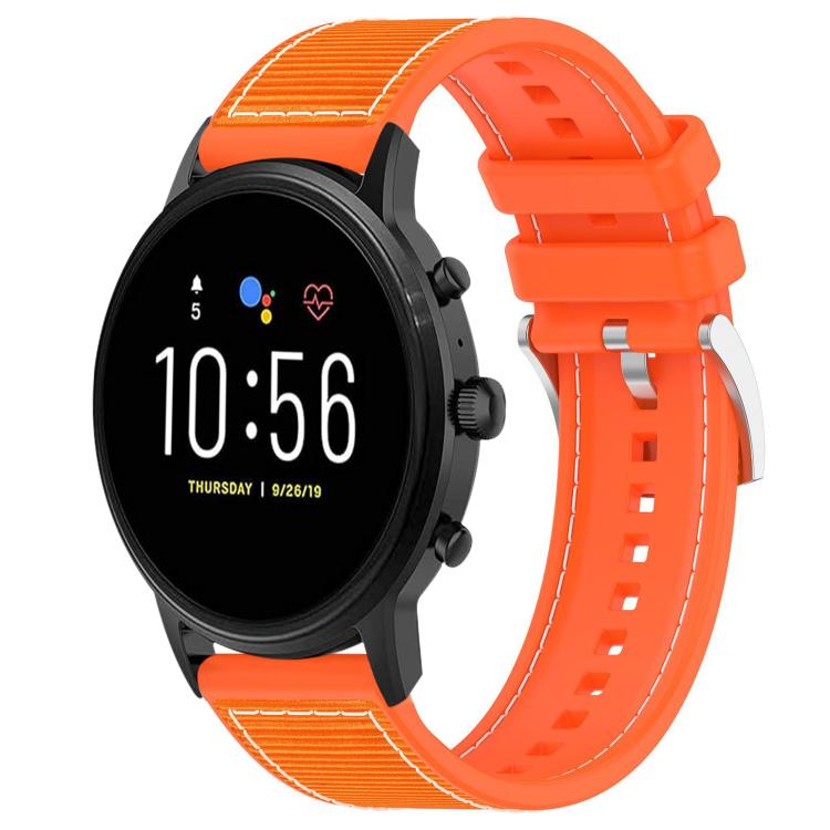 22mm For Fossil Gen 5 Carlyle / Julianna xDfind Hybrid Nylon Braid Silicone Watch Band