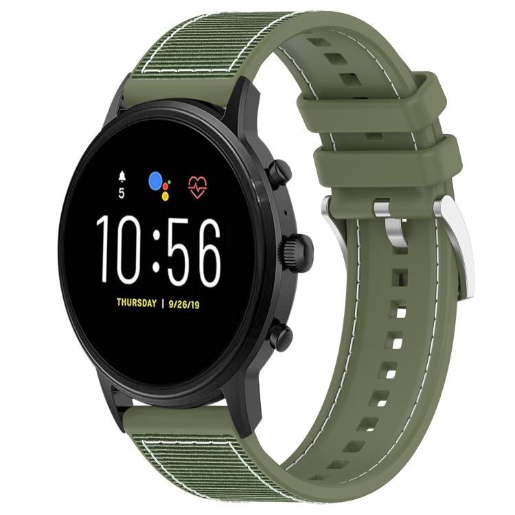 22mm For Fossil Gen 5 Carlyle / Julianna xDfind Hybrid Nylon Braid Silicone Watch Band