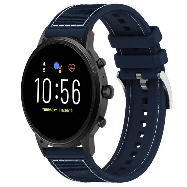 22mm For Fossil Gen 5 Carlyle / Julianna xDfind Hybrid Nylon Braid Silicone Watch Band