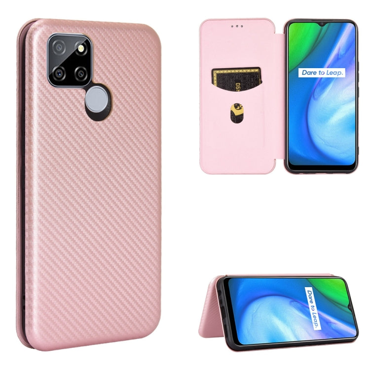 For OPPO Realme V3 Carbon Fiber Texture Horizontal Flip TPU + PC + PU Leather Case with Card Slot