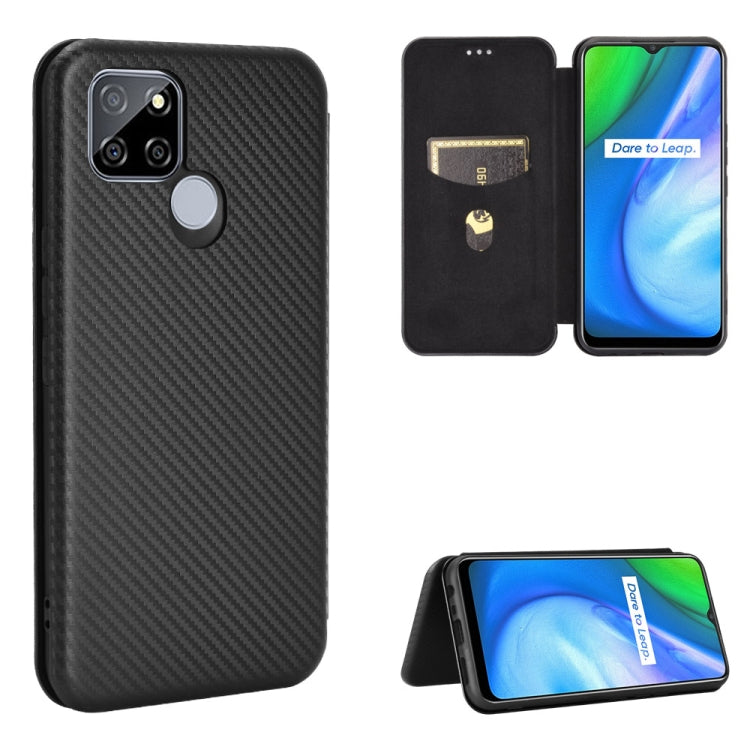 For OPPO Realme V3 Carbon Fiber Texture Horizontal Flip TPU + PC + PU Leather Case with Card Slot