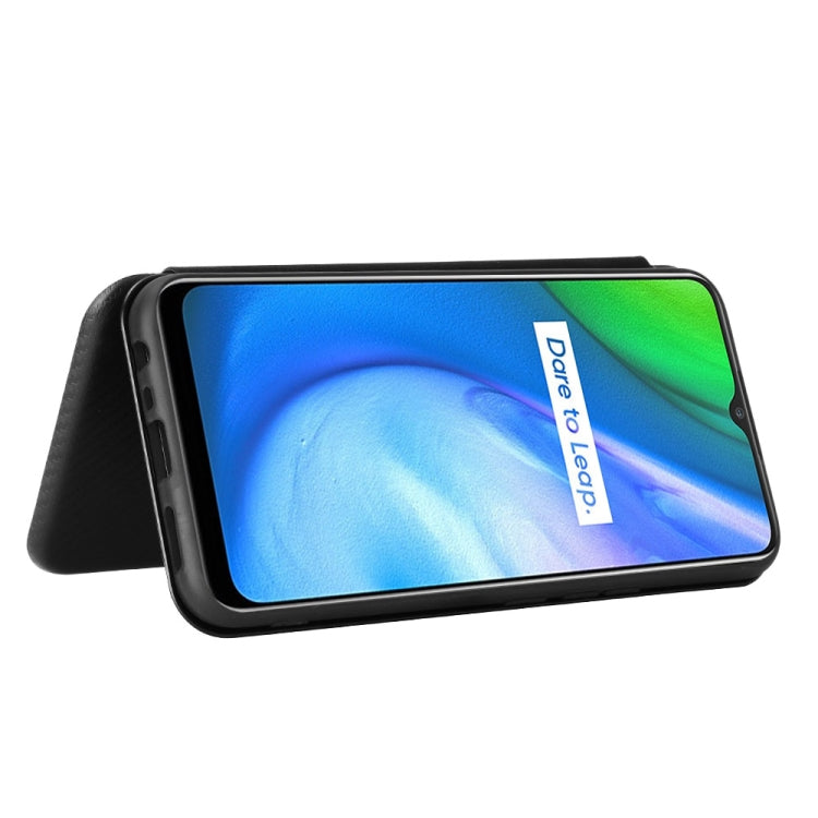 For OPPO Realme V3 Carbon Fiber Texture Horizontal Flip TPU + PC + PU Leather Case with Card Slot