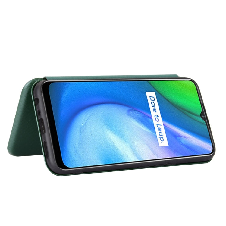 For OPPO Realme V3 Carbon Fiber Texture Horizontal Flip TPU + PC + PU Leather Case with Card Slot