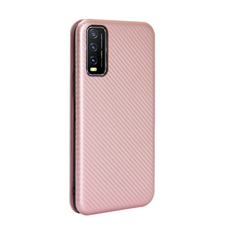 For Vivo Y20 / Y20i (Indian) Carbon Fiber Texture Horizontal Flip TPU + PC + PU Leather Case with Card Slot
