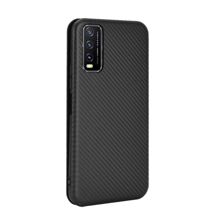 For Vivo Y20 / Y20i (Indian) Carbon Fiber Texture Horizontal Flip TPU + PC + PU Leather Case with Card Slot