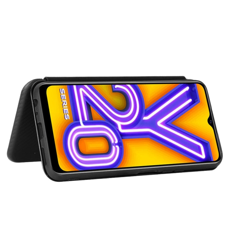 For Vivo Y20 / Y20i (Indian) Carbon Fiber Texture Horizontal Flip TPU + PC + PU Leather Case with Card Slot